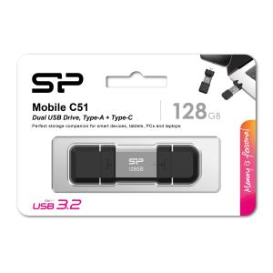 SILICON POWER USB Flash Drive C51, USB/USB-C, 128GB, 120MBps, ασημί | eLabstore.gr