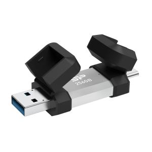 SILICON POWER USB Flash Drive C51, USB/USB-C, 256GB, 200MBps, ασημί | Συνοδευτικά PC | elabstore.gr