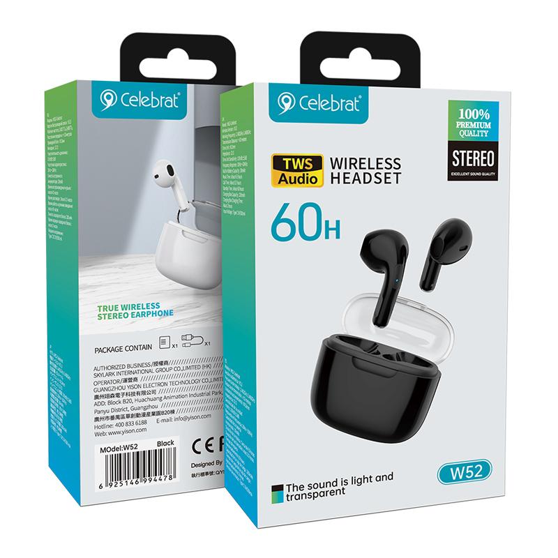 CELEBRAT earphones με θήκη φόρτισης W52, True Wireless, μαύρα | eLabstore.gr CELEBRAT earphones με θήκη φόρτισης W52, True Wireless, μαύρα | Αξεσουάρ κινητών | elabstore.gr