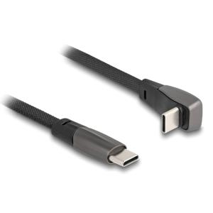 DELOCK καλώδιο USB-C 80751, 60W, flat, γωνιακό, 480 Mbps, 1m, μαύρο | Καλώδια - Αντάπτορες | elabstore.gr