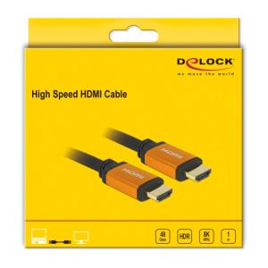 DELOCK καλώδιο HDMI 85727, 8K/60Hz, 48 Gbps, eARC, HDR, 1m, μαύρο | Καλώδια - Αντάπτορες | elabstore.gr