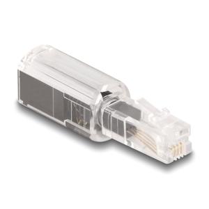DELOCK βύσμα τηλεφώνου RJ10 88168, 360° περιστρεφόμενο, διάφανο-μαύρο | Καλώδια - Αντάπτορες | elabstore.gr