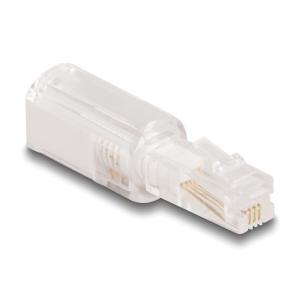 DELOCK βύσμα τηλεφώνου RJ10 88169, 360° περιστρεφόμενο, διάφανο-λευκό | Καλώδια - Αντάπτορες | elabstore.gr