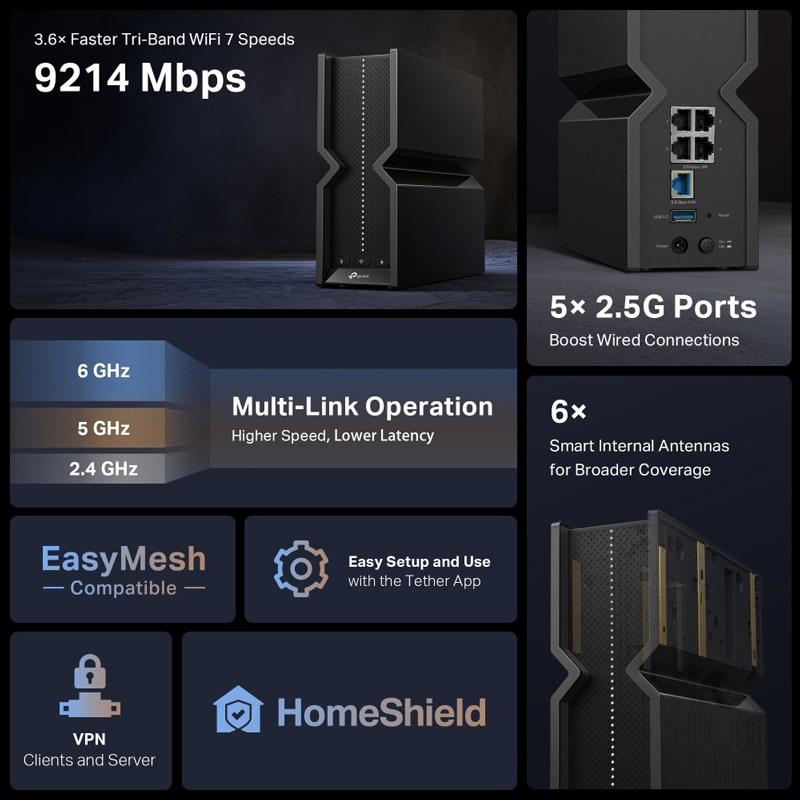TP-LINK router Archer BE550, WiFi 7, 9214Mbps BE9300, Tri-Band, Ver. 1.0 | eLabstore.gr TP-LINK router Archer BE550, WiFi 7, 9214Mbps BE9300, Tri-Band, Ver. 1.0 | Δικτυακά | elabstore.gr