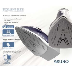 BRUNO σίδερο ατμού Excellent Slide BRN-0145 με κεραμική πλάκα, 2400W | eLabstore.gr BRUNO σίδερο ατμού Excellent Slide BRN-0145 με κεραμική πλάκα, 2400W | Οικιακός εξοπλισμός | elabstore.gr