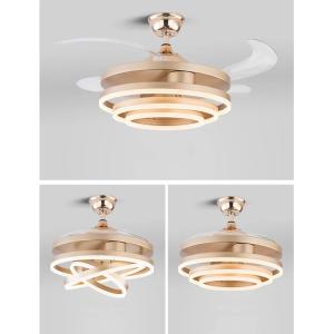 POWERTECH ανεμιστήρας οροφής HLL-0130 με LED φως, 72W, Φ106x50cm, χρυσός | Φωτισμός | elabstore.gr