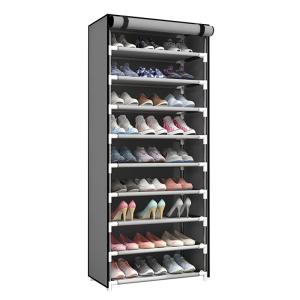 HOME USE υφασμάτινη παπουτσοθήκη HUH-0182 με 9 ράφια, 57x28x160cm, γκρι | Οικιακός εξοπλισμός | elabstore.gr
