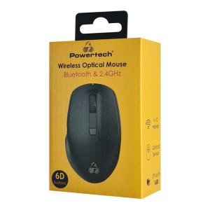 POWERTECH ασύρματο ποντίκι PT-1164, 2.4GHz & Bluetooth, 1600DPI, μαύρο | Συνοδευτικά PC | elabstore.gr