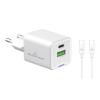 POWERTECH φορτιστής τοίχου PT-1224, καλώδιο, USB/USB-C, 33W, GaN, λευκός | Αξεσουάρ κινητών | elabstore.gr