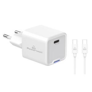 POWERTECH φορτιστής τοίχου PT-1225 με καλώδιο, USB-C, 33W, GaN, λευκός | Αξεσουάρ κινητών | elabstore.gr
