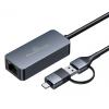 POWERTECH αντάπτορας δικτύου PTR-0149, USB & USB-C, 1000 Mbps, γκρι | Δικτυακά | elabstore.gr