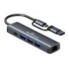 POWERTECH docking station PTR-0150, 5 θυρών, USB & USB-C σύνδεση, γκρι | Συνοδευτικά PC | elabstore.gr