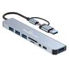 POWERTECH docking station PTR-0151, 8 θυρών, USB & USB-C σύνδεση, γκρι | Συνοδευτικά PC | elabstore.gr