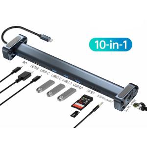 POWERTECH docking station PTR-0152, 10 θυρών, βάση laptop, USB-C, γκρι | Συνοδευτικά PC | elabstore.gr