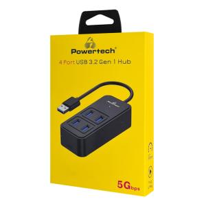 POWERTECH USB hub PTR-0153, 4x θυρών, 5 Gbps, USB σύνδεση, μαύρο | Συνοδευτικά PC | elabstore.gr