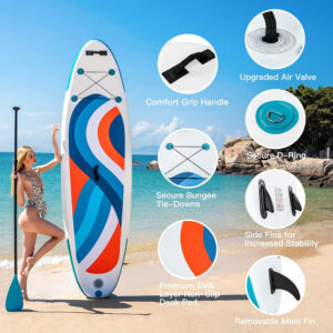UBOWAY φουσκωτή σανίδα SUP SUMM-0018 για ενήλικες, 305x80x15cm, λευκή | Οικιακός εξοπλισμός | elabstore.gr