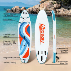 UBOWAY φουσκωτή σανίδα SUP SUMM-0018 για ενήλικες, 305x80x15cm, λευκή | Οικιακός εξοπλισμός | elabstore.gr