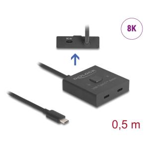 DELOCK USB-C switch 18911, 2 σε 1 bidirectional, 10Gbps, 8K, 100W, μαύρο | Καλώδια - Αντάπτορες | elabstore.gr