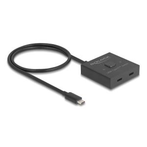 DELOCK USB-C switch 18911, 2 σε 1 bidirectional, 10Gbps, 8K, 100W, μαύρο | Καλώδια - Αντάπτορες | elabstore.gr