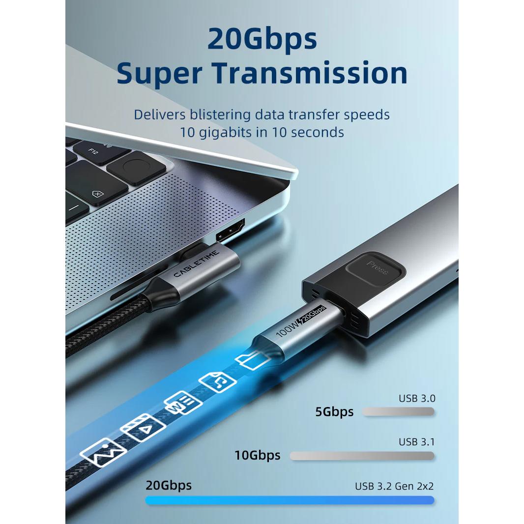 CABLETIME καλώδιο USB-C CT-CMCML-AG1, γωνιακό, 100W 20Gbps 4K, 1m, μαύρο | eLabstore.gr CABLETIME καλώδιο USB-C CT-CMCML-AG1, γωνιακό, 100W 20Gbps 4K, 1m, μαύρο | Καλώδια - Αντάπτορες | elabstore.gr