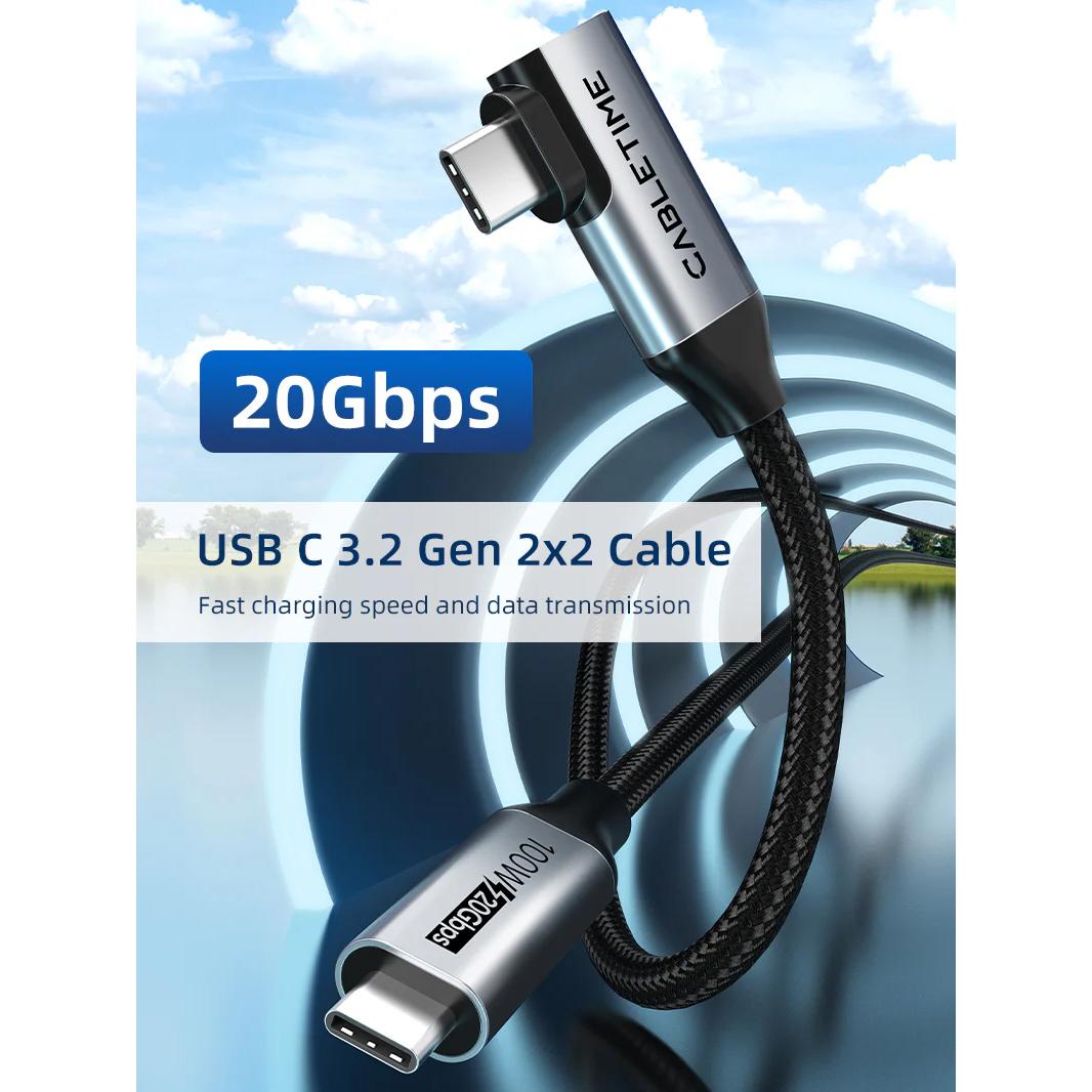 CABLETIME καλώδιο USB-C CT-CMCML-AG1, γωνιακό, 100W 20Gbps 4K, 1m, μαύρο | eLabstore.gr CABLETIME καλώδιο USB-C CT-CMCML-AG1, γωνιακό, 100W 20Gbps 4K, 1m, μαύρο | Καλώδια - Αντάπτορες | elabstore.gr