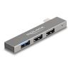 DELOCK USB hub 64274, 3x θυρών, 10Gbps, USB-C σύνδεση, γκρι | Συνοδευτικά PC | elabstore.gr