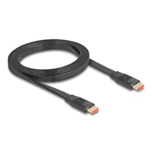 DELOCK καλώδιο HDMI 81002, flat, 8K/60Hz, 48 Gbps, eARC, HDR, 2m, μαύρο | Καλώδια - Αντάπτορες | elabstore.gr