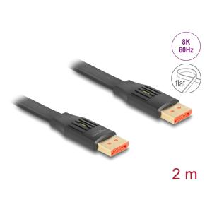 DELOCK καλώδιο DisplayPort 81006, flat, 8K/60Hz 32.4 Gbps HDR, 2m, μαύρο | Καλώδια - Αντάπτορες | elabstore.gr
