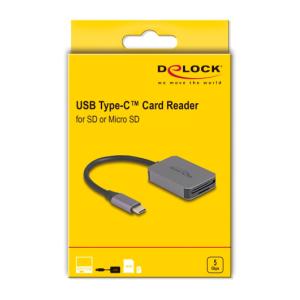 DELOCK card reader 91009 για SD & micro SD, USB-C, 5 Gbps, γκρι | Συνοδευτικά PC | elabstore.gr