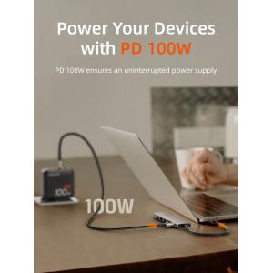 CABLETIME docking station CT-HBP2-AG7, 7 θυρών, USB-C, 4K, 100W, γκρι | Συνοδευτικά PC | elabstore.gr