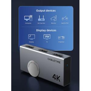 CABLETIME HDMI switch CT-HS4K-AG, 2 σε 1, 4K/60Hz, bi-directional, γκρι | eLabstore.gr CABLETIME HDMI switch CT-HS4K-AG, 2 σε 1, 4K/60Hz, bi-directional, γκρι | eLabstore.gr