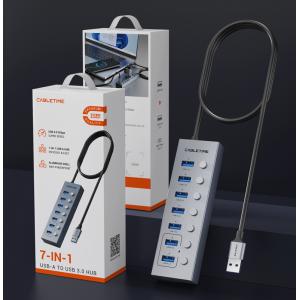 CABLETIME USB hub CT-HUBU7-AG, 7x θυρών, 5Gbps, USB σύνδεση, 1m, γκρι | Συνοδευτικά PC | elabstore.gr