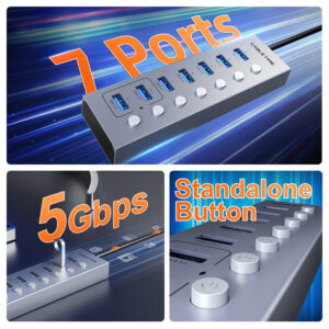 CABLETIME USB hub CT-HUBU7-AG, 7x θυρών, 5Gbps, USB σύνδεση, 1m, γκρι | Συνοδευτικά PC | elabstore.gr