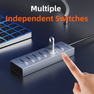 CABLETIME USB hub CT-HUBU7-AG, 7x θυρών, 5Gbps, USB σύνδεση, 1m, γκρι | eLabstore.gr