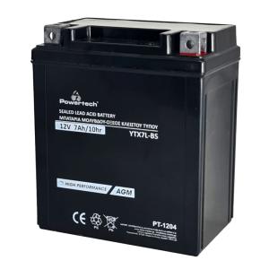 POWERTECH μπαταρία μολύβδου μοτοσυκλέτας PT-1204, 12V 7Ah, AGM, YTX7L-BS | Gadgets - Αξεσουάρ | elabstore.gr