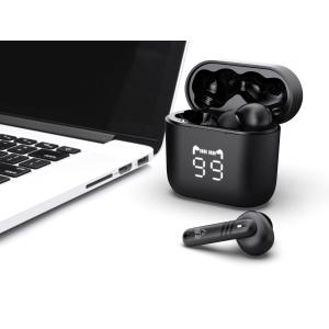 POWERTECH earphones με θήκη φόρτισης PT-1227, TWS, ENC, 30/480mAh, μαύρα | eLabstore.gr
