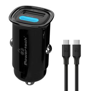 POWERTECH φορτιστής αυτοκινήτου PT-1229, καλώδιο, USB/USB-C, 30W, μαύρος | Αξεσουάρ κινητών | elabstore.gr