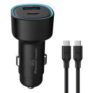 POWERTECH φορτιστής αυτοκινήτου PT-1230, καλώδιο, USB/USB-C, 48W, μαύρος | Αξεσουάρ κινητών | elabstore.gr