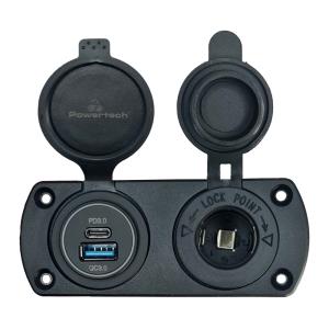 POWERTECH πρίζα 12V για σκάφη & οχήματα PTL-001, USB/USB-C θύρες, IP65 | Εργαλεία | elabstore.gr
