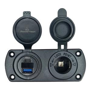 POWERTECH πρίζα 12V για σκάφη & οχήματα PTL-002, USB/USB-C, οθόνη, IP65 | Εργαλεία | elabstore.gr