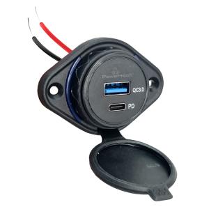 POWERTECH πρίζα USB για σκάφη & οχήματα PTL-007, USB & USB-C, 36W, IP65 | Εργαλεία | elabstore.gr