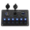 POWERTECH πάνελ σκαφών & οχημάτων PTL-020, πρίζα 12V/2x USB/6x διακόπτες | Εργαλεία | elabstore.gr
