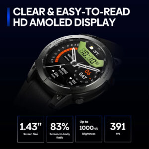 ZEBLAZE smartwatch Stratos 3 Pro, heart rate, 1.43" AMOLED, GPS, μαύρο | eLabstore.gr