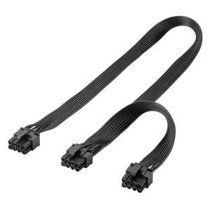 GOOBAY καλώδιο 8 pin σε 2x 6+2 pin PCIe 59714, 23cm, μαύρο | Καλώδια - Αντάπτορες | elabstore.gr
