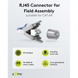 GOOBAY βύσμα RJ45 65939, CAT 6A STP, tool-free, ασημί | Καλώδια - Αντάπτορες | elabstore.gr