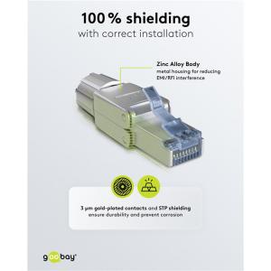 GOOBAY βύσμα RJ45 65939, CAT 6A STP, tool-free, ασημί | Καλώδια - Αντάπτορες | elabstore.gr