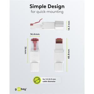 GOOBAY βύσμα RJ45 65942, CAT 6 UTP, tool-free, λευκό | Καλώδια - Αντάπτορες | elabstore.gr
