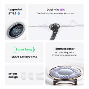 USAMS earphones με θήκη φόρτισης US-XD19, TWS, ENC, Φ13mm, λευκά | Αξεσουάρ κινητών | elabstore.gr