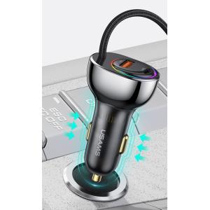 USAMS φορτιστής αυτοκινήτου US-CC192 με καλώδιο, USB/USB-C, 60W, μαύρος | Αξεσουάρ κινητών | elabstore.gr