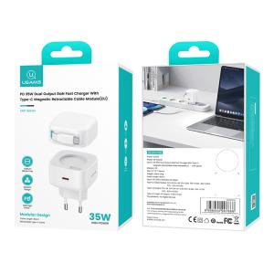 USAMS φορτιστής τοίχου US-CC202 με καλώδιο USB-C, USB-C, 35W GaN, λευκός | Αξεσουάρ κινητών | elabstore.gr